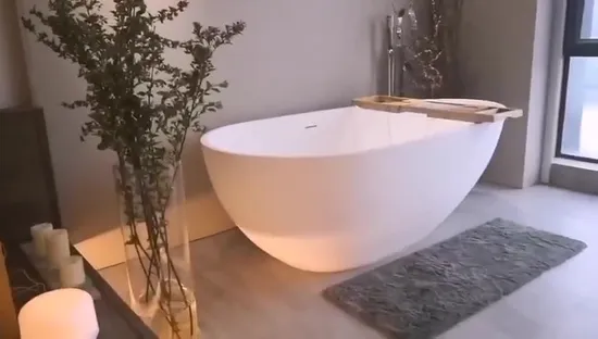 Factory Produce Fashion Acrylic Solid Surface Bathtub Freestanding SPA Bathtub
